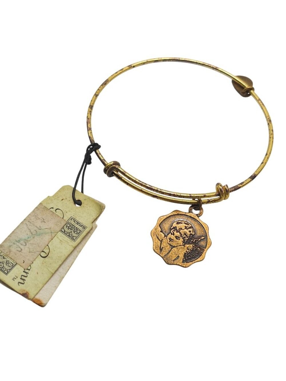 Bella Ryann Gold-Tone Angel Charm Expandable Bangle Bracelet With Original Tags